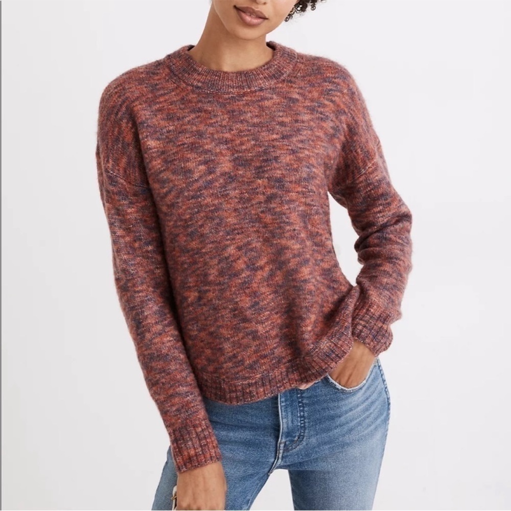 Madewell XXS Space-Dyed Birchmont Side-Button Pullover Sweater Red oversize